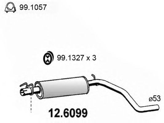 12.6099 ASSO Exhaust System Middle Silencer