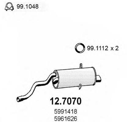 12.7070 ASSO Cooling System Seal, coolant tube