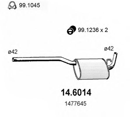 14.6014 ASSO Exhaust System Middle Silencer