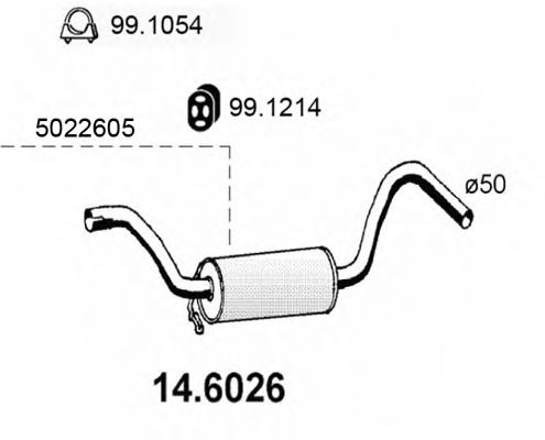 14.6026 ASSO Exhaust System Middle Silencer