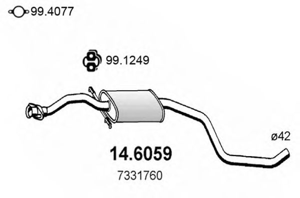 14.6059 ASSO Средний глушитель выхлопных газов