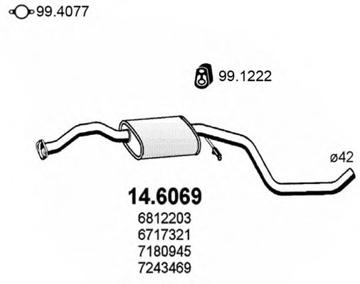 14.6069 ASSO Exhaust System Middle Silencer