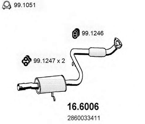 16.6006 ASSO Exhaust System Middle Silencer