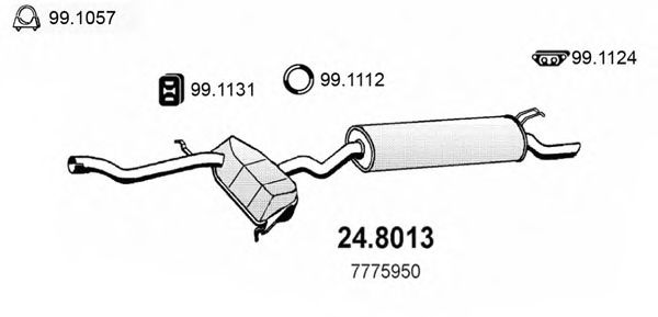 24.8013 ASSO Exhaust System, universal Middle Silencer, universal