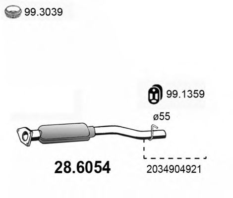 28.6054 ASSO Middle Silencer