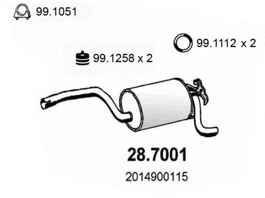 28.7001 ASSO Труба выхлопного газа