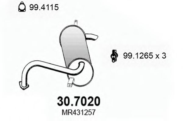 30.7020 ASSO Gasket, intake manifold