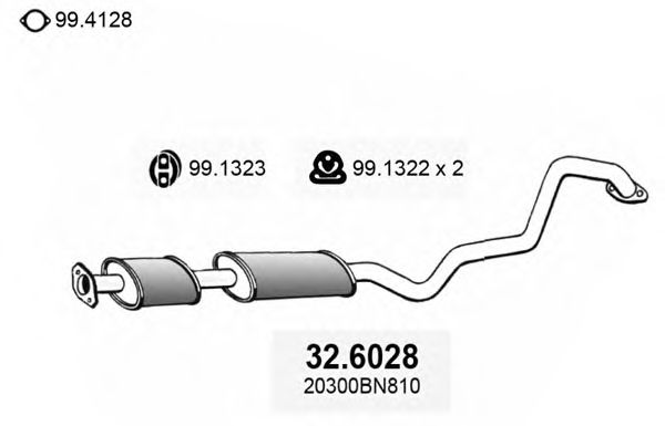 32.6028 ASSO Abgasanlage Mittelschalldämpfer