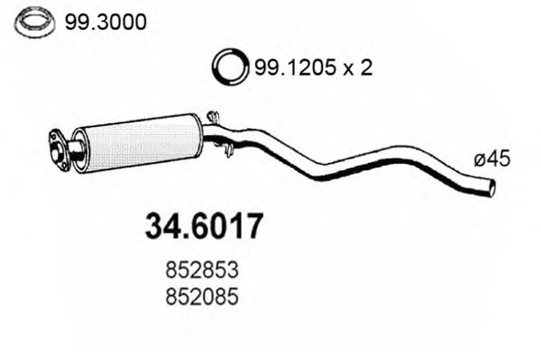 34.6017 ASSO Exhaust System Middle Silencer