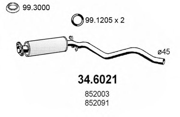 34.6021 ASSO Exhaust System Front Silencer