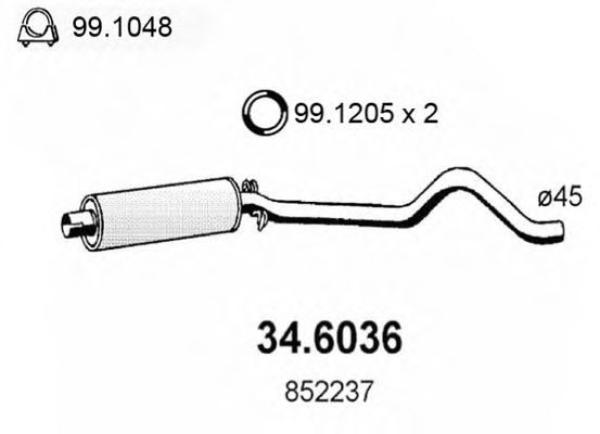 34.6036 ASSO Exhaust System Middle Silencer