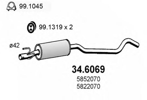 34.6069 ASSO Exhaust System Middle Silencer