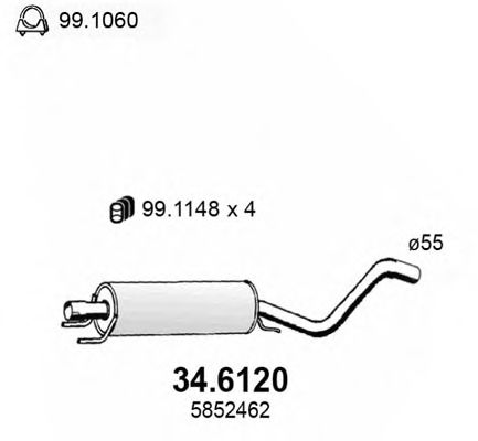 34.6120 ASSO Exhaust System Middle Silencer