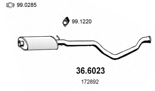 36.6023 ASSO Exhaust System Middle Silencer