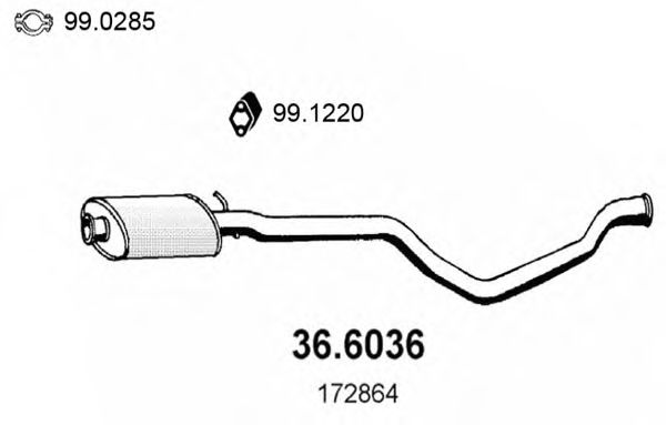 36.6036 ASSO Exhaust System Middle Silencer