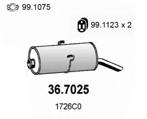 36.7025 ASSO Система выпуска ОГ Глушитель выхлопных газов конечный