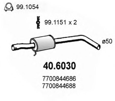 40.6030 ASSO Middle Silencer