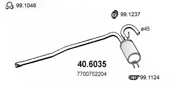 40.6035 ASSO Средний глушитель выхлопных газов