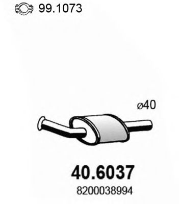 40.6037 ASSO Система выпуска ОГ Средний глушитель выхлопных газов