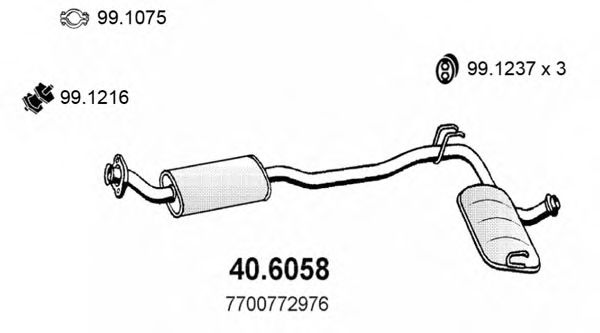 40.6058 ASSO Exhaust System Middle Silencer
