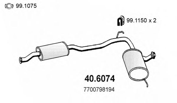40.6074 ASSO Exhaust System Middle Silencer