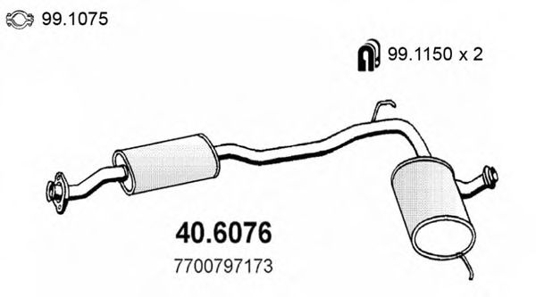 40.6076 ASSO Exhaust System Middle Silencer