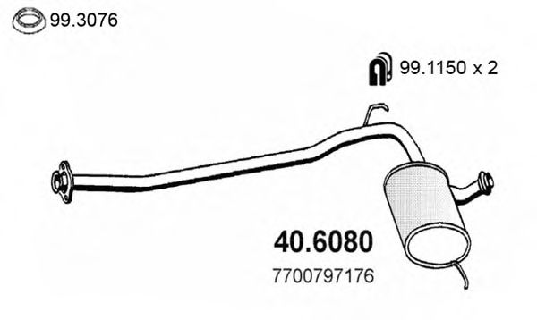 40.6080 ASSO Exhaust System Middle Silencer