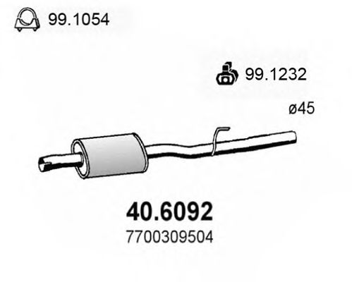 40.6092 ASSO Exhaust System Middle Silencer