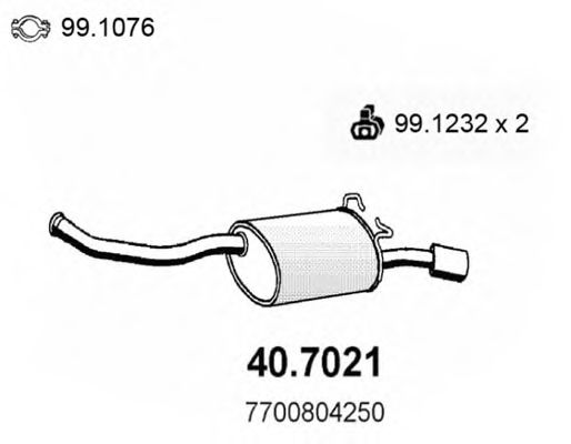 40.7021 ASSO Система выпуска ОГ Глушитель выхлопных газов конечный