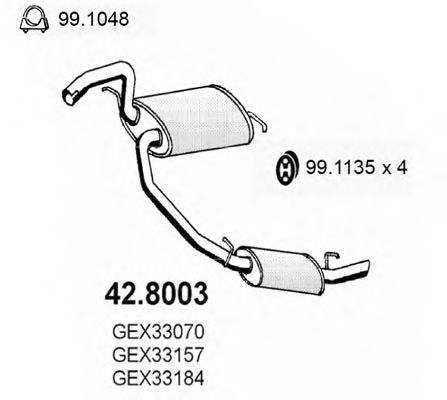 42.8003 ASSO Exhaust System End Silencer