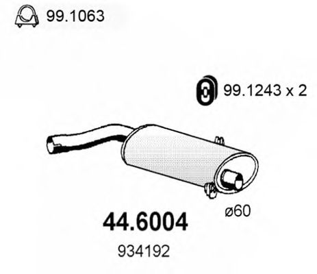 44.6004 ASSO Exhaust System Middle Silencer