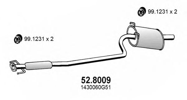52.8009 ASSO Exhaust System Middle Silencer