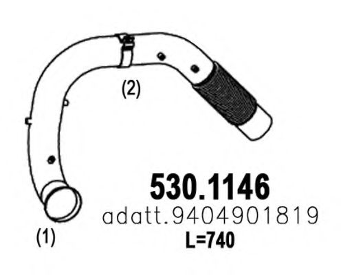 530.1146 ASSO Exhaust System Exhaust Pipe