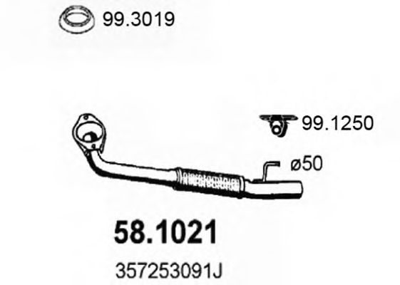 58.1021 ASSO Exhaust System Exhaust Pipe
