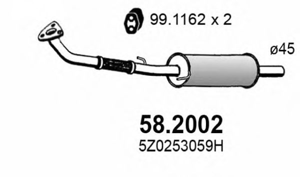 58.2002 ASSO Exhaust System Middle Silencer