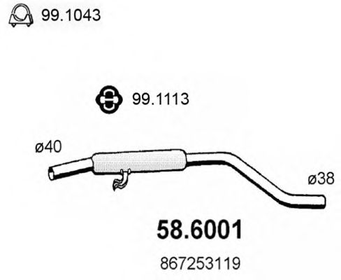 58.6001 ASSO Front Silencer