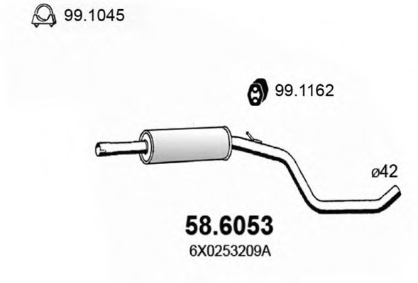 58.6053 ASSO Exhaust System Middle Silencer