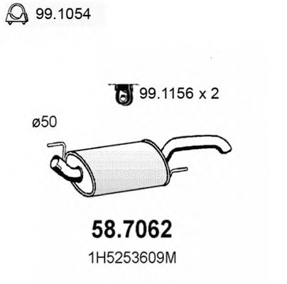 58.7062 ASSO Exhaust System End Silencer