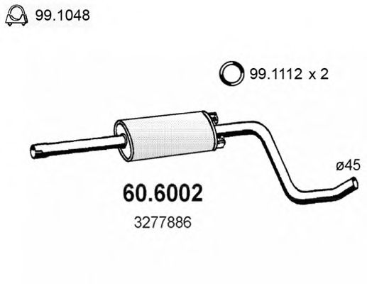 60.6002 ASSO Exhaust System Middle Silencer