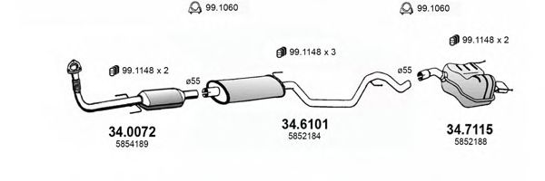 ART3569 ASSO Exhaust System Exhaust System