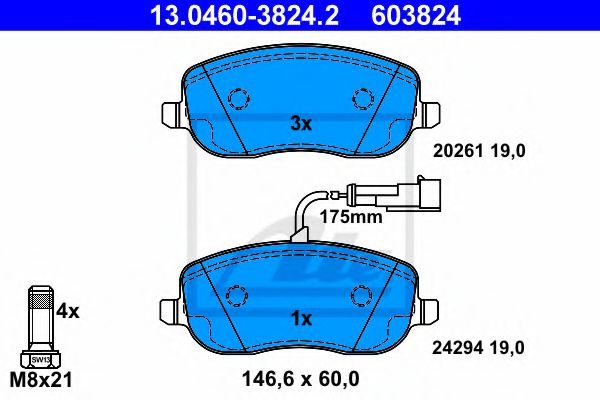 13.0460-3824.2 ATE Brake System Brake Pad Set, disc brake