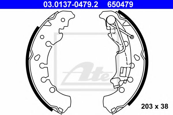 03.0137-0479.2 ATE Brake System Brake Shoe Set