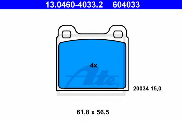 13.0460-4033.2 ATE Тормозная система Комплект тормозных колодок, дисковый тормоз