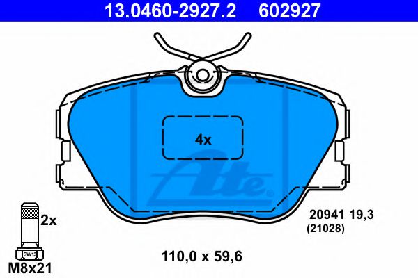 13.0460-2927.2 ATE Brake System Brake Pad Set, disc brake