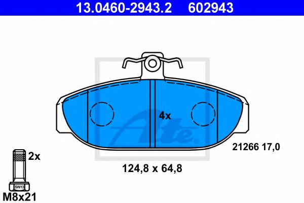13.0460-2943.2 ATE Brake System Brake Pad Set, disc brake