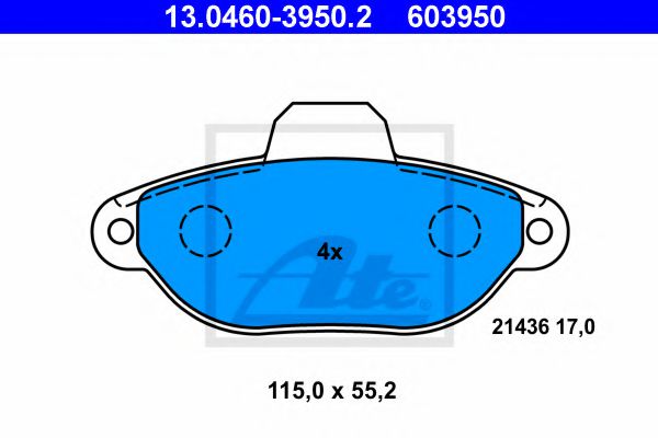 13.0460-3950.2 ATE Brake Pad Set, disc brake