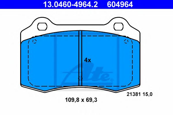 13.0460-4964.2 ATE Brake Pad Set, disc brake