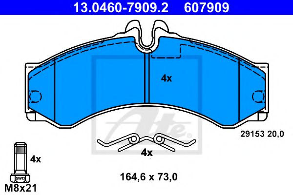 13.0460-7909.2 ATE Тормозная система Комплект тормозных колодок, дисковый тормоз