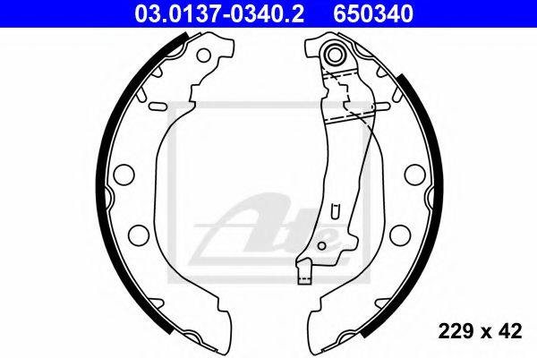 03.0137-0340.2 ATE Brake System Brake Shoe Set