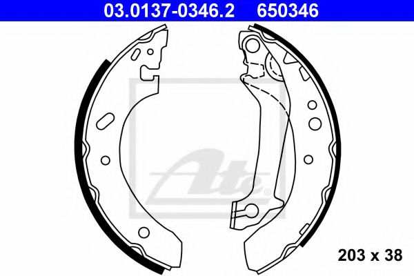 03.0137-0346.2 ATE Brake System Brake Shoe Set